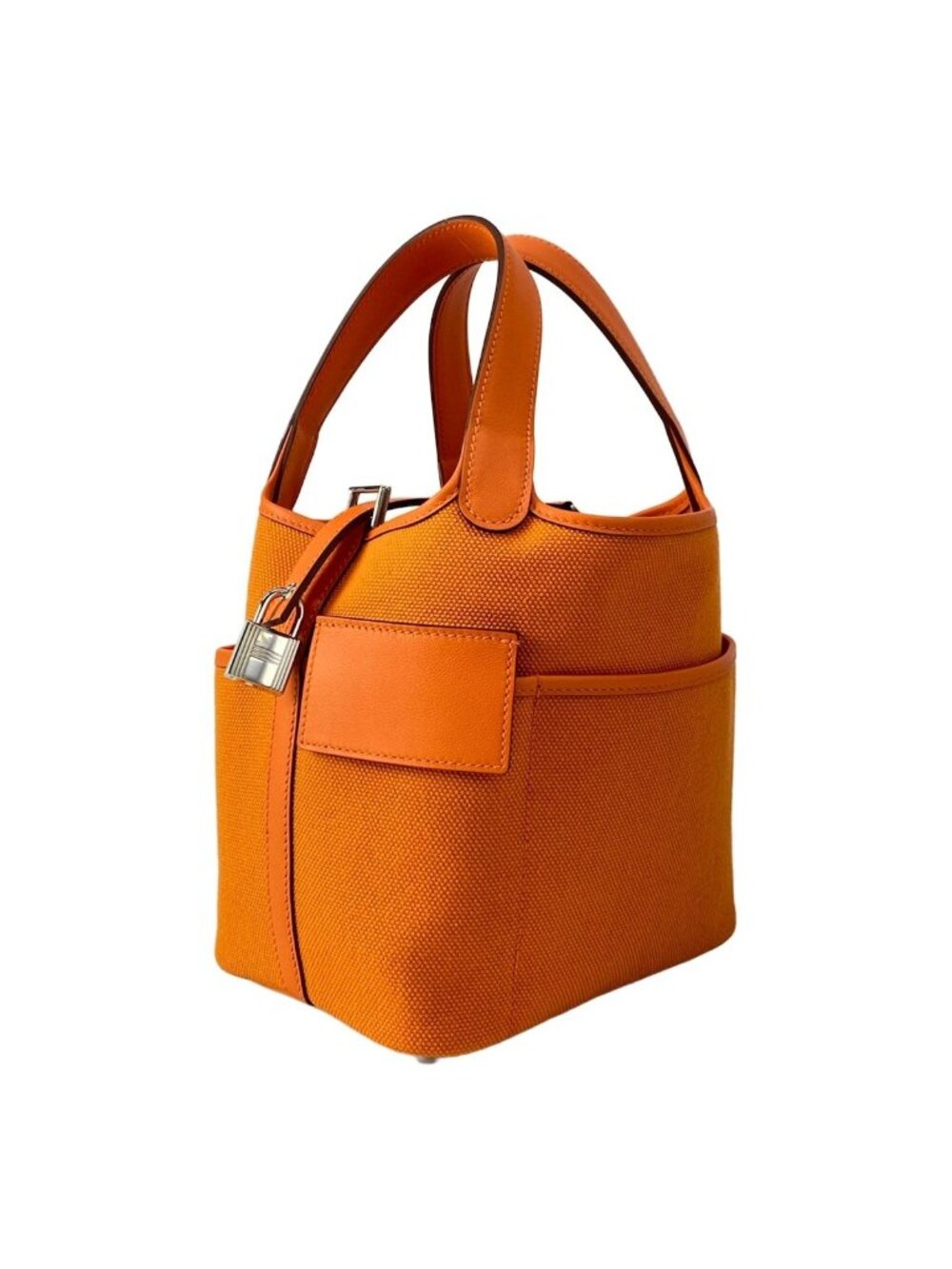 Hermes Handbag Picotin Lock Cargo PM Orange Silver